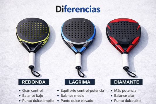 Diferencia entre pala redonda, lágrima y diamante: cuál elegir